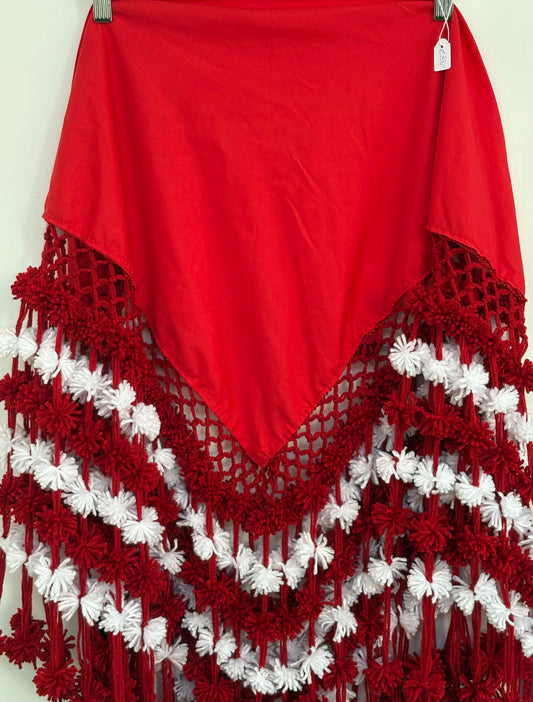 Schouderdoek rood/wit Ingi